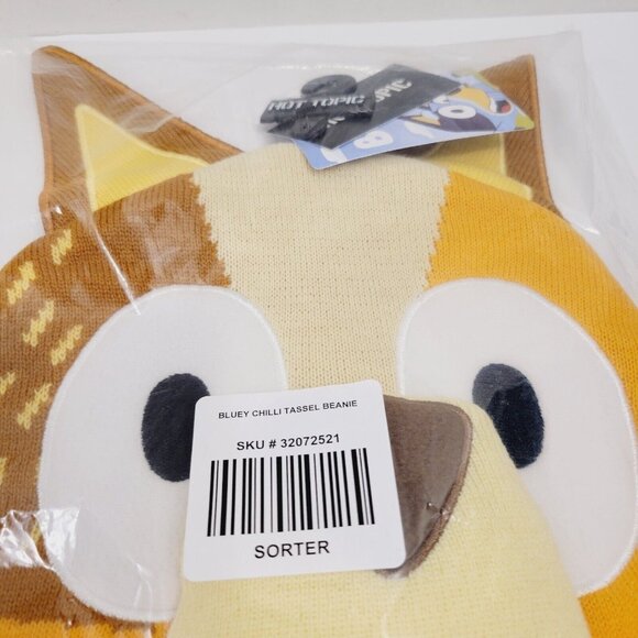 Bluey Face Chilli Tassel Beanie Hat Cap Winter Cold - Picture 2 of 4